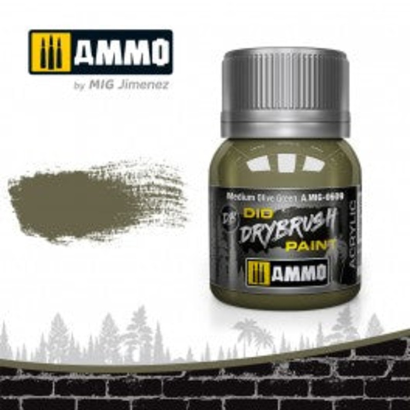 AMMO by Mig 609 Drybrush Paint - Medium Olive Green