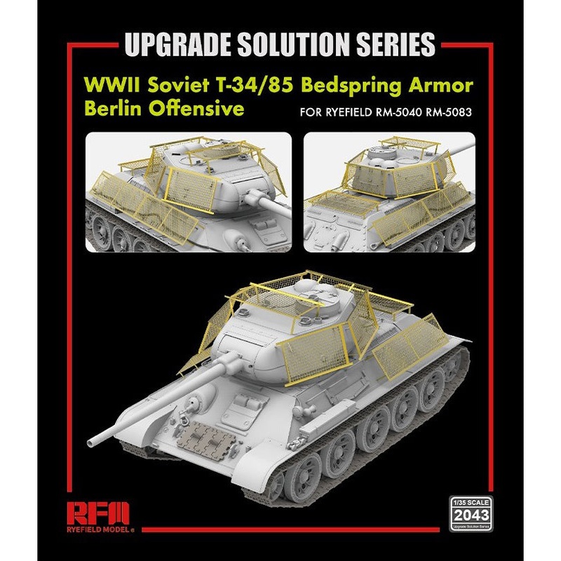 Rye Field Model 2043 1/35 WWII Soviet T-34/85 Bedspring Armor Berlin Offensive
