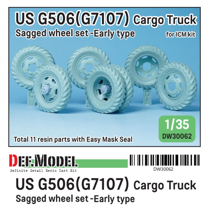 Def Model DW30062 1/35 WW2 US G506(G7107) Cargo Truck wheel set- Early type (for ICM) DEF Model DW300
