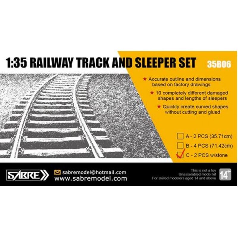 Sabre 35B06-C 1/35 Railway Track Sleeper Set w/ Stones
