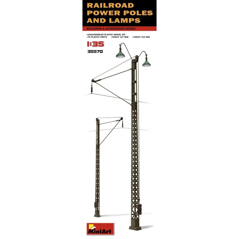 MiniArt 35570 1/35 Railroad Power Poles & Lamps