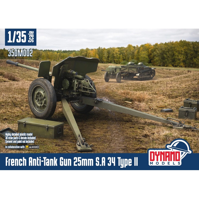 Dynamo DYM35DM002 1/35 French Anti-Tank Gun 25mm S.A 34 Type II