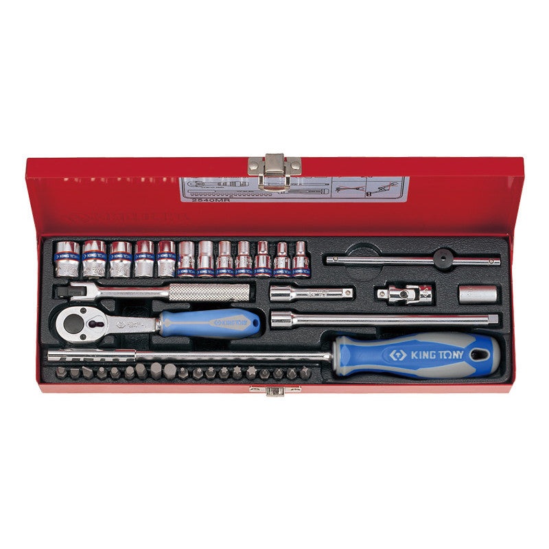 40-Piece 1/4" Socket Set with Accessories in Metal Case