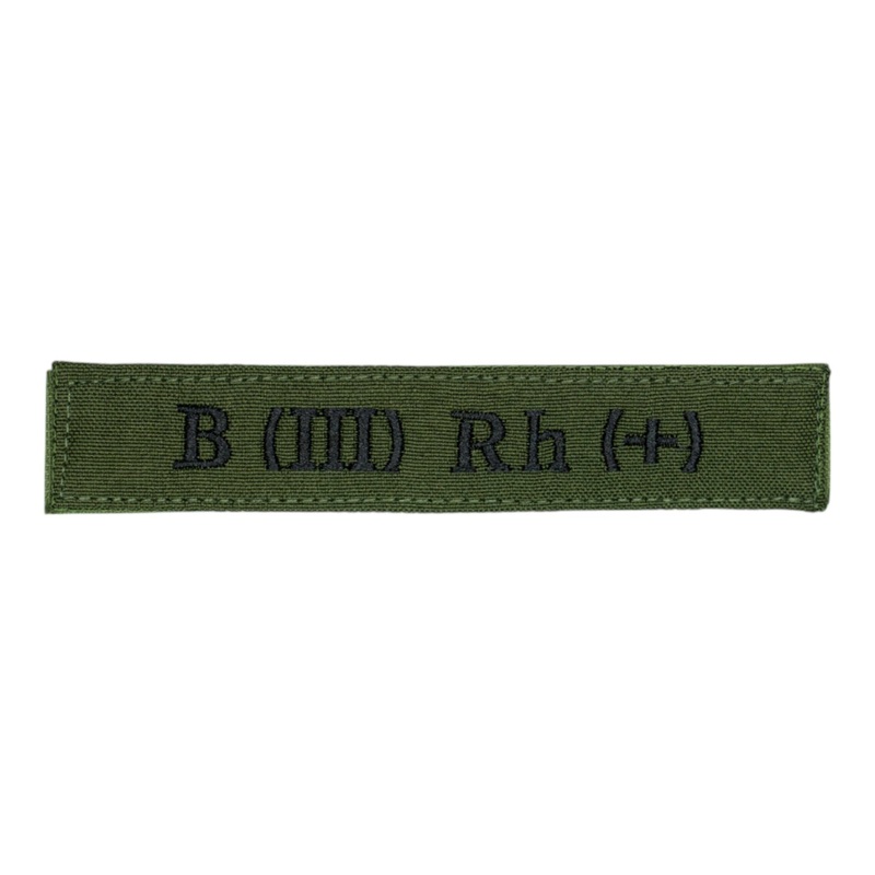Blood Type Patch B (III) Rh (+) - Durable Olive Green Design