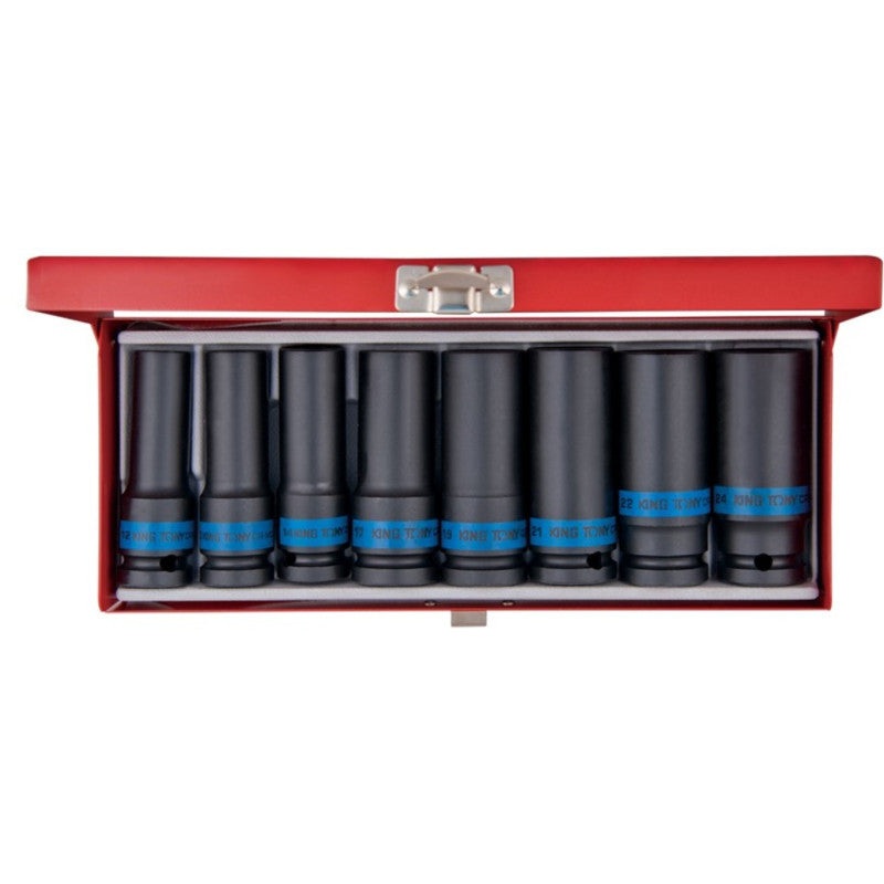 1/2" Deep Impact Socket Set, 8 Pieces, Sizes 12-23 mm