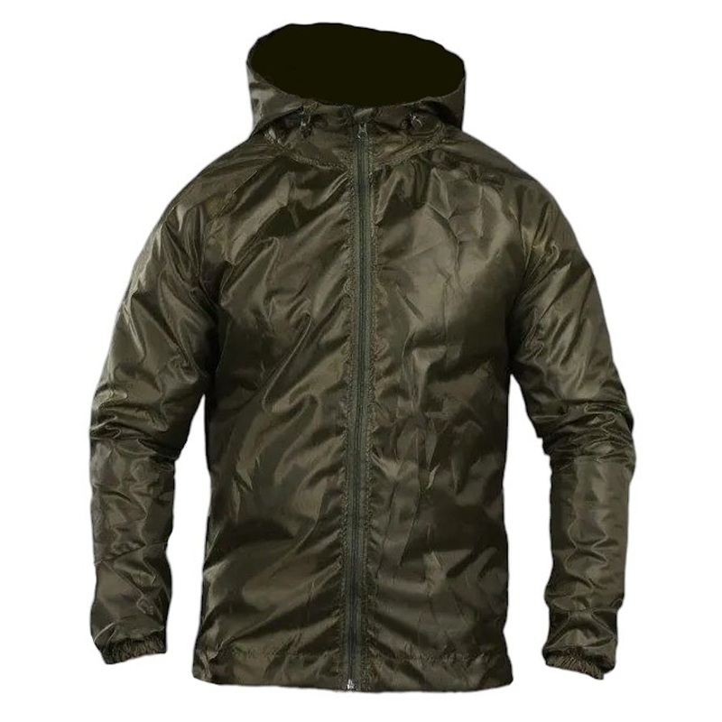 Olive Waterproof Windbreaker with Pocket, Size 62