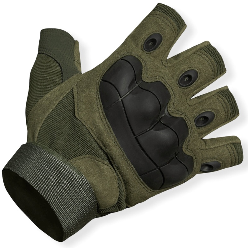 Pilot Rugged Fingerless Gloves in Olive Color