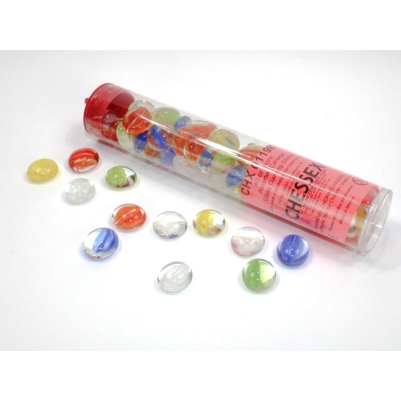 Chessex 1198 Catseye Assorted Colors Glass Stones Qty 40 or more in 5 1/2" Tube