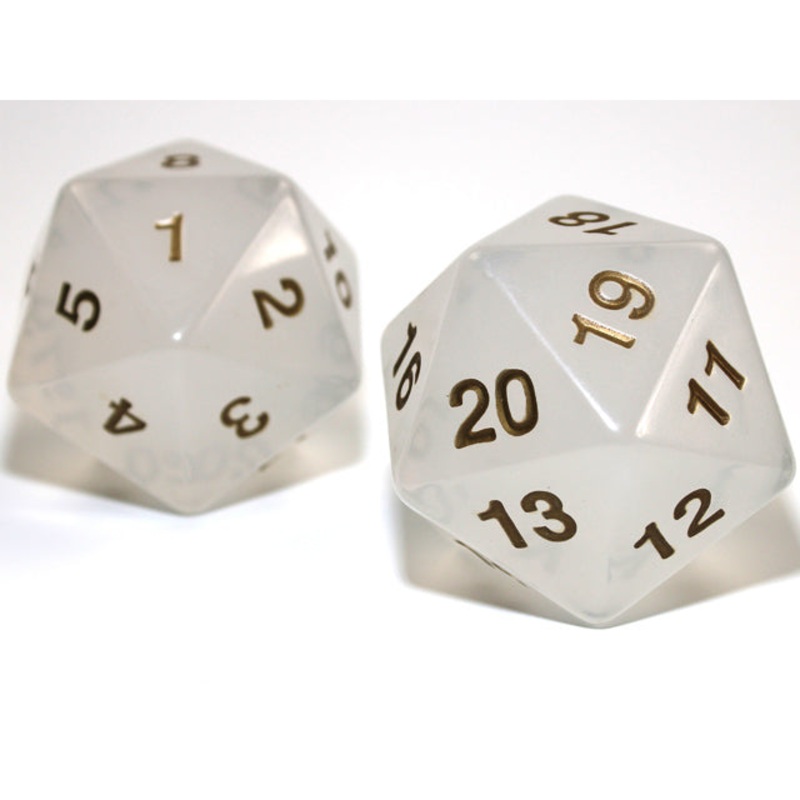Chessex KOP18302 55mm Jumbo d20 Translucent Pearl/gold