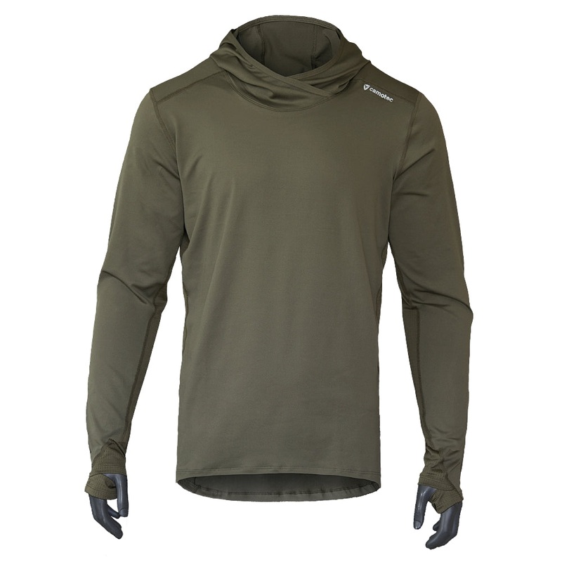 Chiton Hooded Long Sleeve CoolPass Shirt in Olive