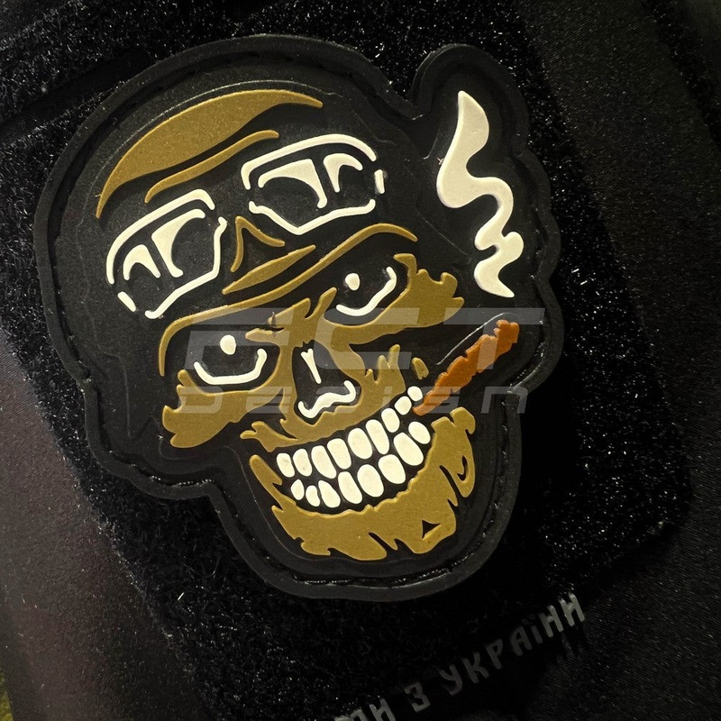 PVC Skull Patch with Cigarette
