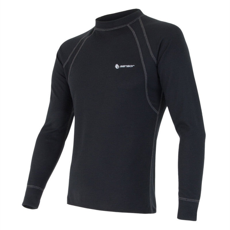 Sensor Double Face Men's Thermal Long Sleeve T-Shirt - Black