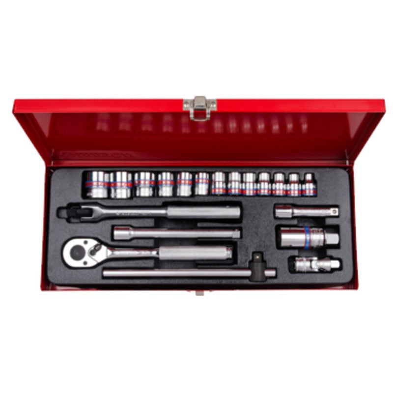 20-Piece 3/8" Socket Set with Accessories in Metal Case