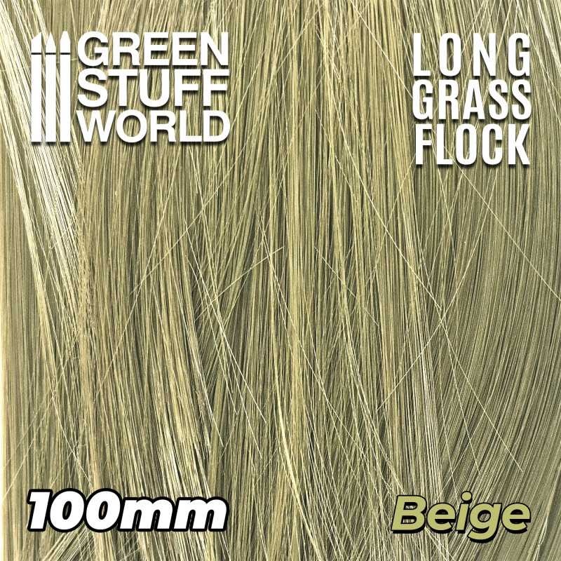 Green Stuff World 3349 Long Grass Flock 100mm Color BEIGE