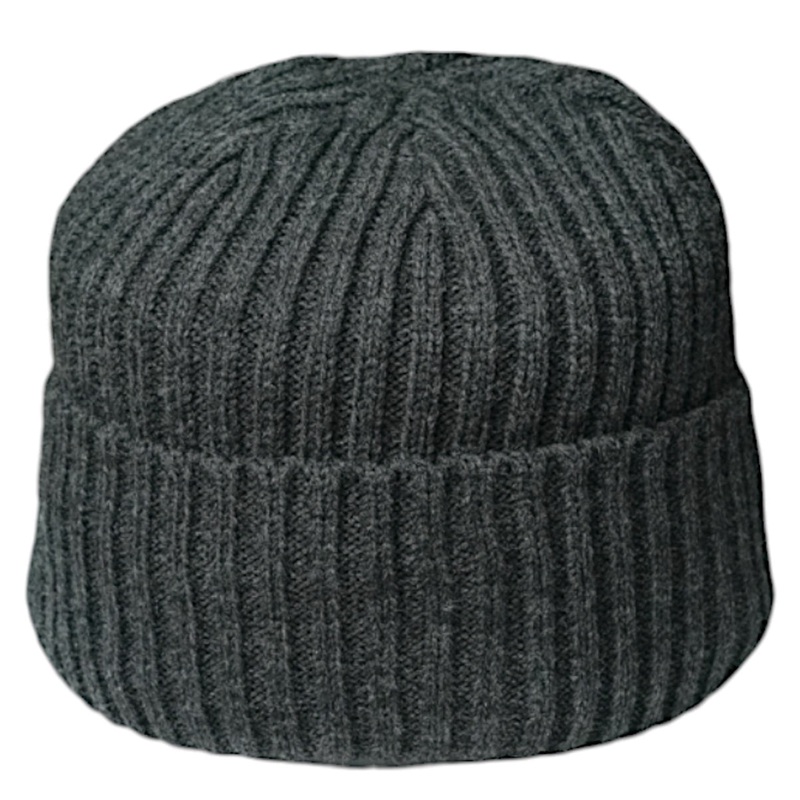 Knitted Beanie with Fleece Lining - Gray