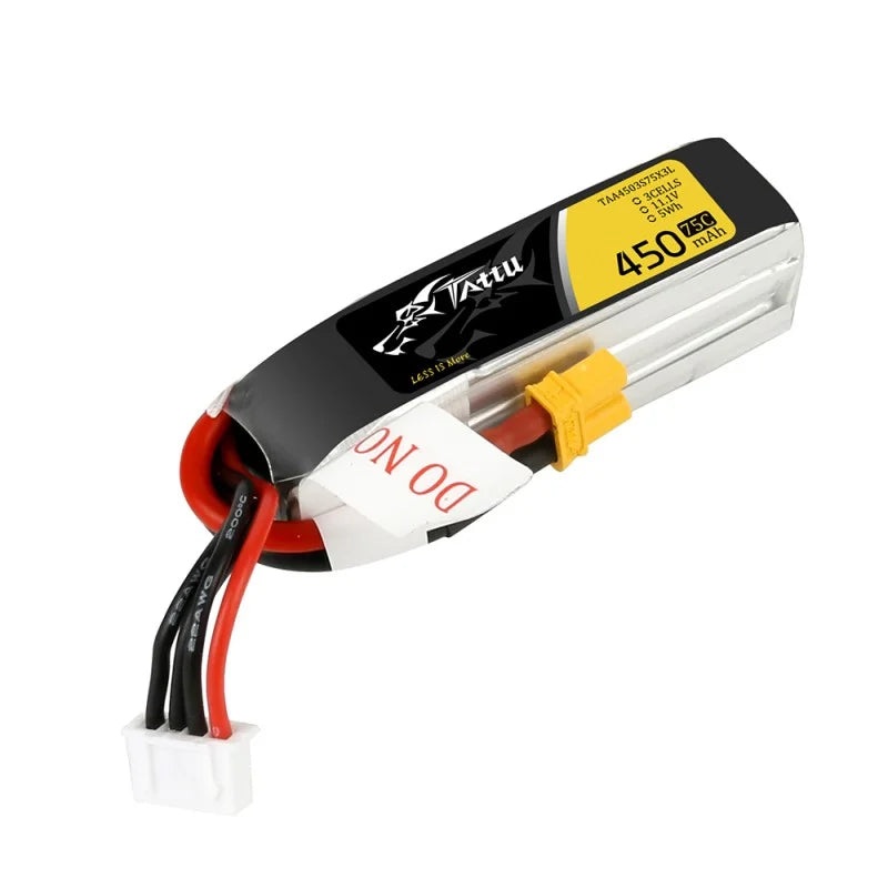 Tattu 450mAh 11.1V 75C 3S1P Long Lipo Battery Pack XT30