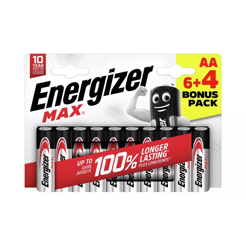 Energizer Max AA LR6 Alkaline Power Batteries 10 Pack