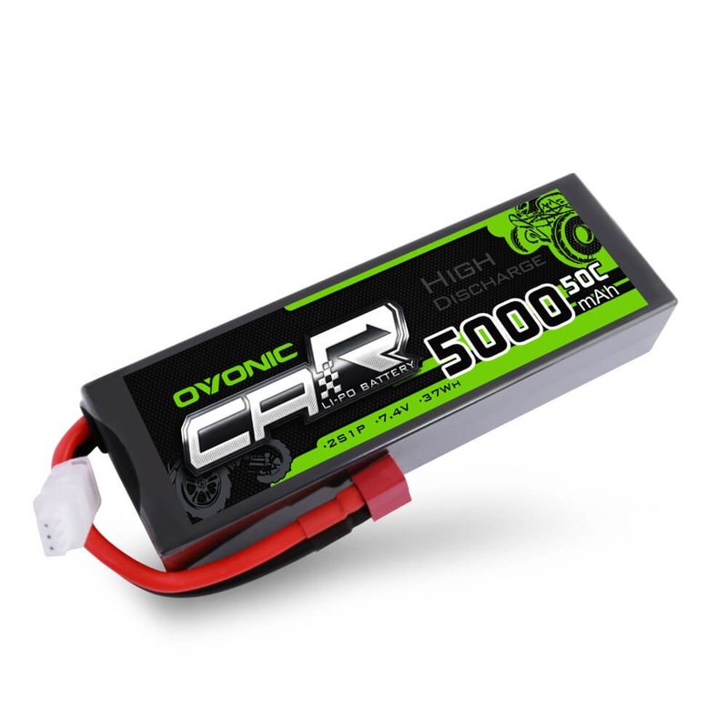 OVONIC 2S LiPo Battery 5000mAh 50C 7.4 V HardCase with Dean Plug for HPI Racing 1/10 RC Car
