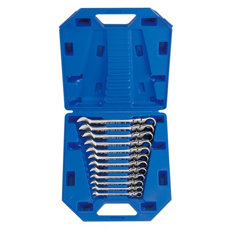 12-Piece Ratchet Combination Wrench Set in Plastic Case