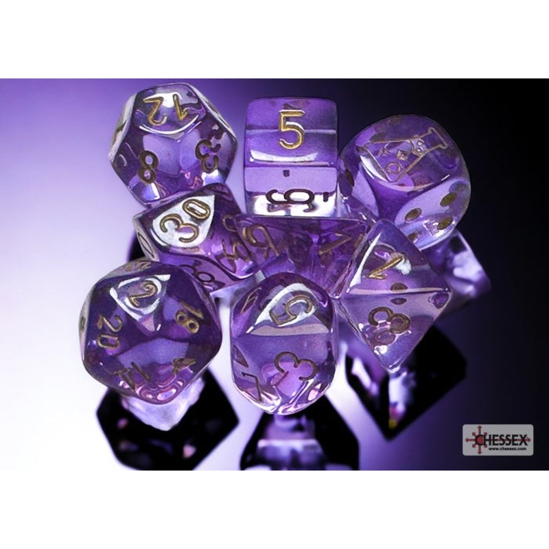 Chessex 30059 Translucent Polyhedral Lavender/gold 7-Die Set (with bonus die)