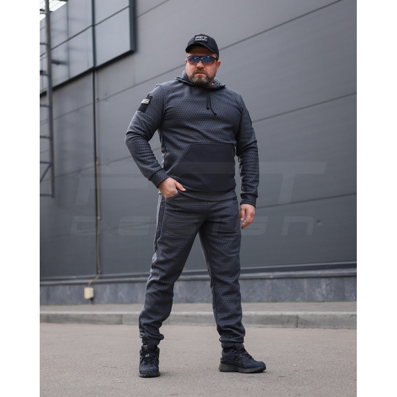 Hexagon Softshell Fleece Sports Suit with Reinforcements in Gray