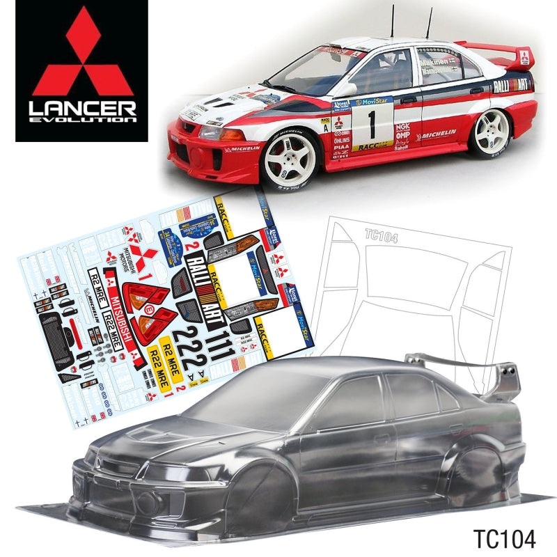 Team C TC104-R 1/10 Mitsubishi LANCER EVOLUTION V WRC 190mm Ralliart Decal Sheet