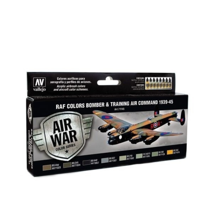 Vallejo AV71145 Model Air Bomber Air Command & Training Air Command 1939-45 8 Colour Set