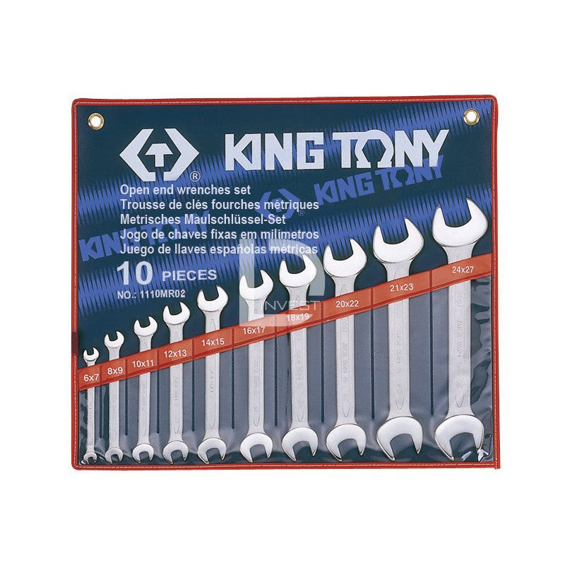 10-Piece Open-End Wrench Set (Sizes 6x7mm to 24x27mm)