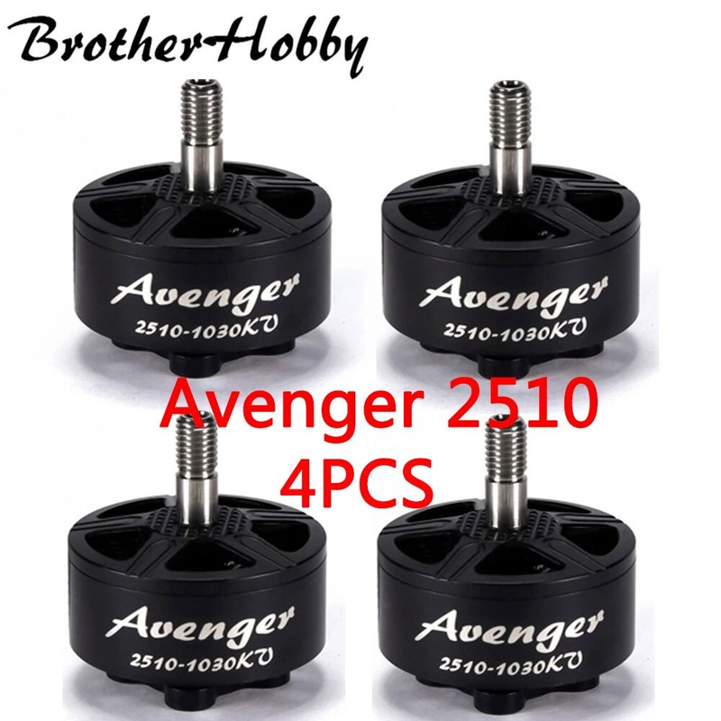 4PCS Brotherhobby Avenger 2510 1250KV / 1380KV 5-7S Brushless Motor W/ 5mm Titanium Alloy hollow Shaft for FPV Racing Drone 4PCS 1250KV