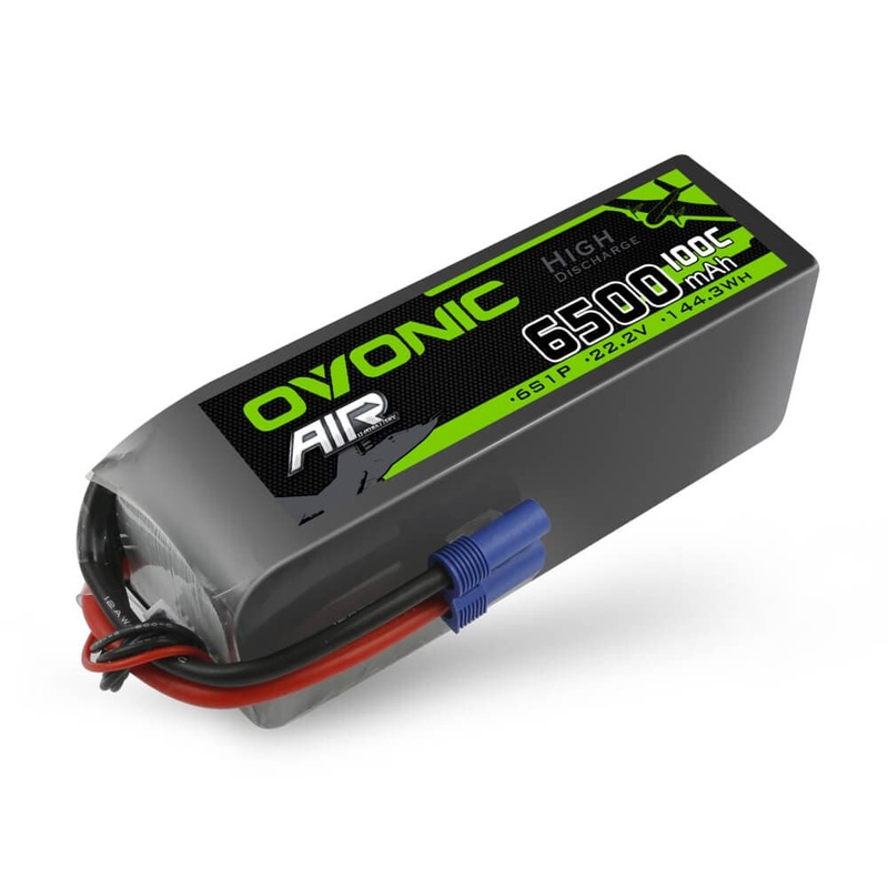 Ovonic 6S 6500mAh 100C LiPo Battery 22.2V with EC5 Plug for 1/7 1/8 Scale RC Vehicles Car Truck RC Airplane