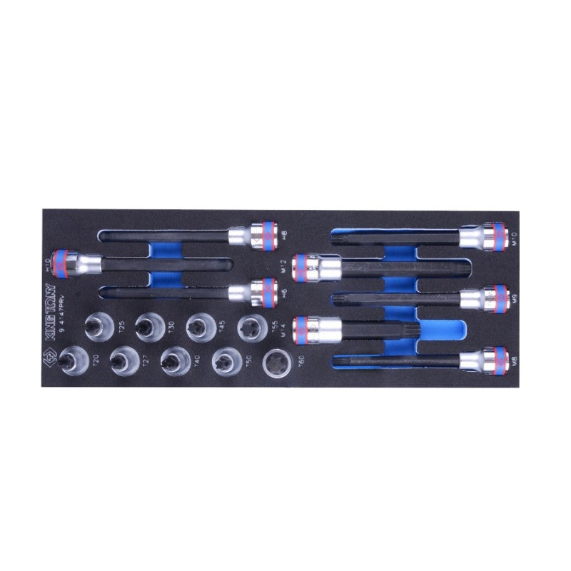 17-Piece 1/2" Socket Set with TORX, SPLINE, HEX in EVA Tray