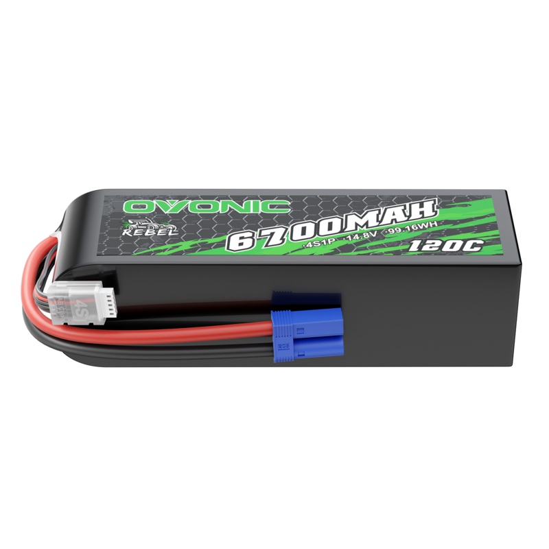 Ovonic 120C 6700mAh 4S LiPo Battery 14.8V with EC5 Plug for 1/8 Scale Remote Control Cars