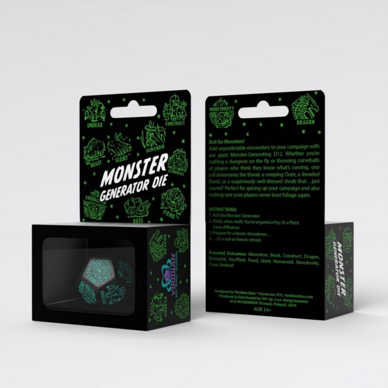 Q Workshop 20VMRG02 Monster Generator Die: Black/Turquoise