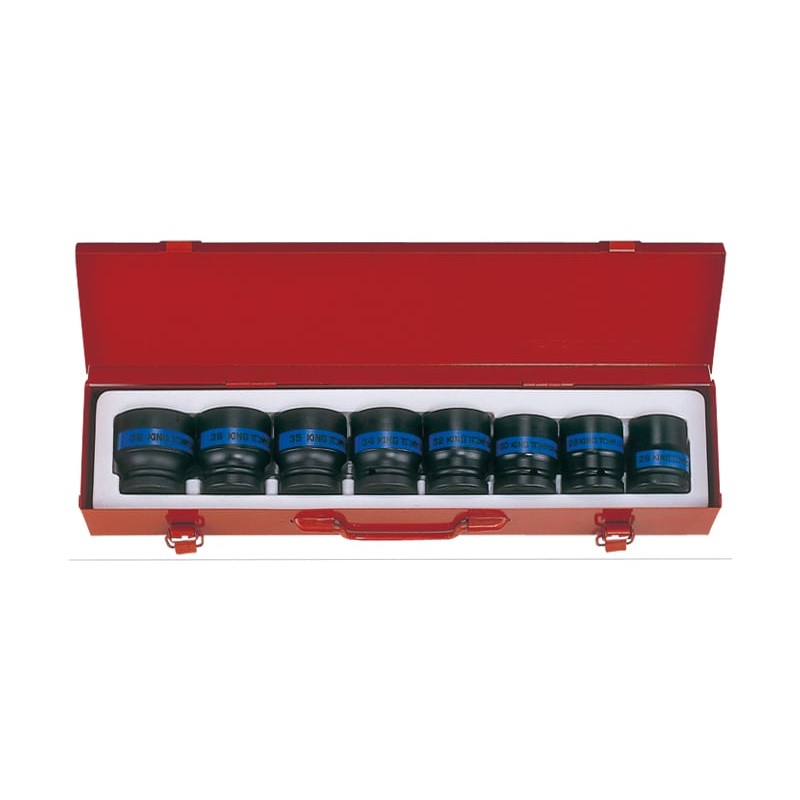 8-Piece Impact Socket Set 26-38 mm in Metal Storage Case