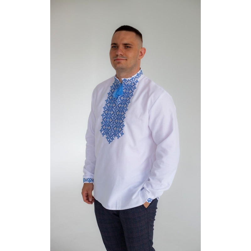 Blue and Yellow Embroidered Vyshyvanka Shirt
