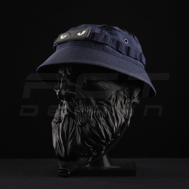 Blue Rugged Ripstop Panama Hat with Adjustable Strap and Mesh