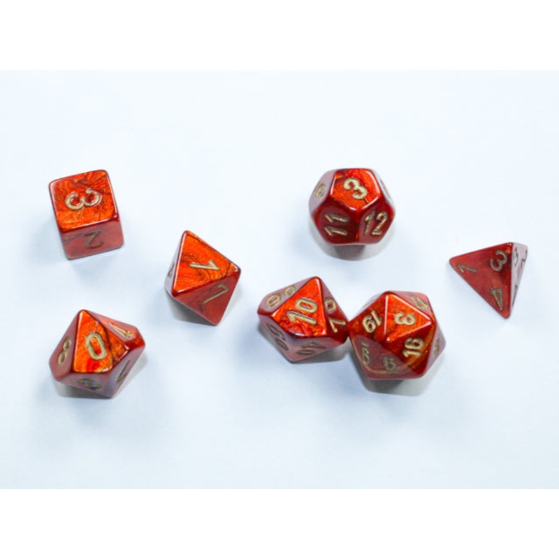 Chessex 20414 Scarab Mini-hedral Scarlet/gold 7-Die Set