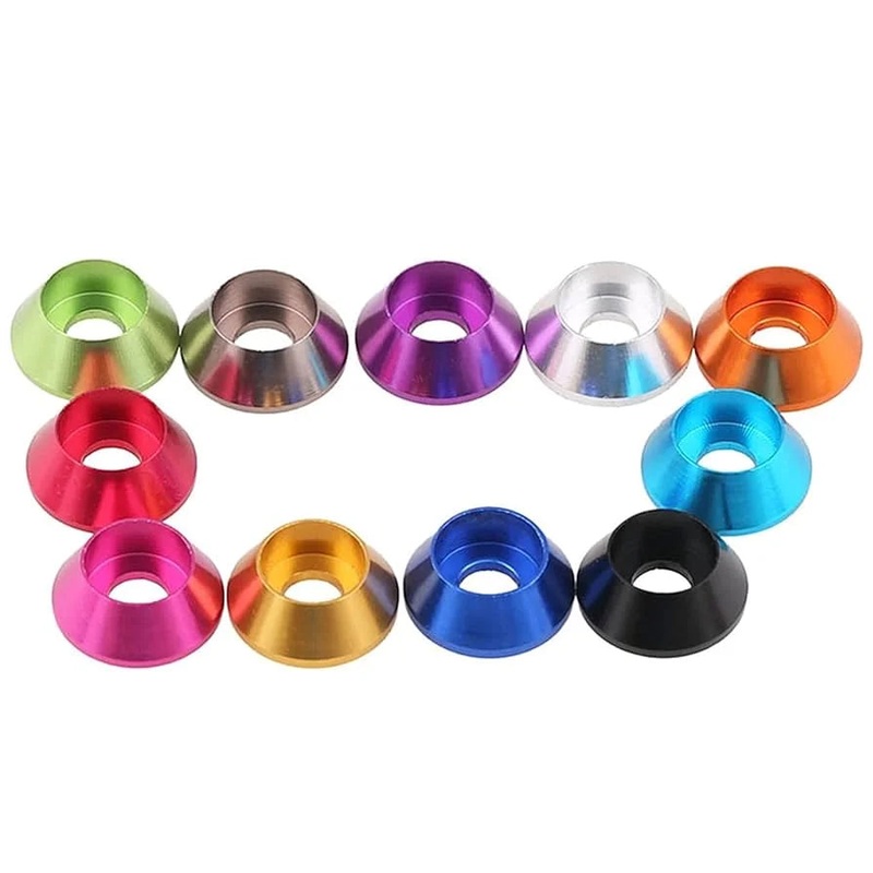 10pc M5 Countersunk Washers Coloured Aluminium Pack Black