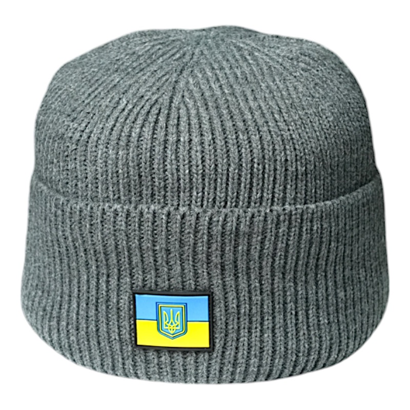 Gray Fleece-Lined Knit Hat - Warm and Stylish Utility Accessory