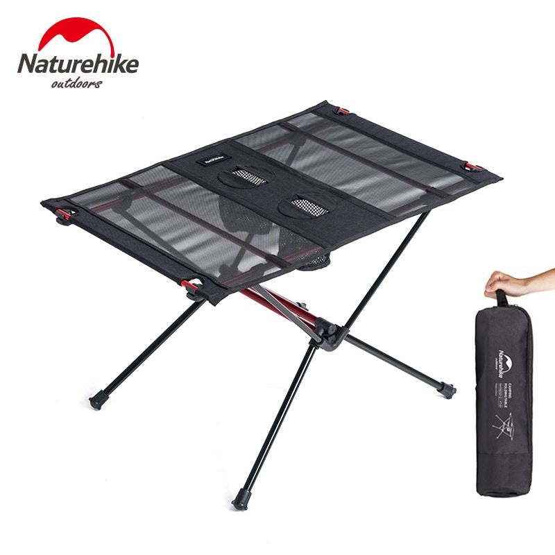 Naturehike NH19Z027-Z Lightweight Folding Table, Mesh/Aluminum, Black