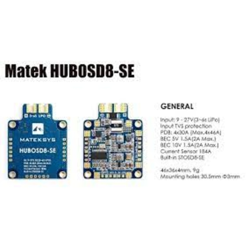 Matek Systems HUB OSD 8-SE 9-27V PDB W/ STOSD8-SE 5V&10V Dual BEC