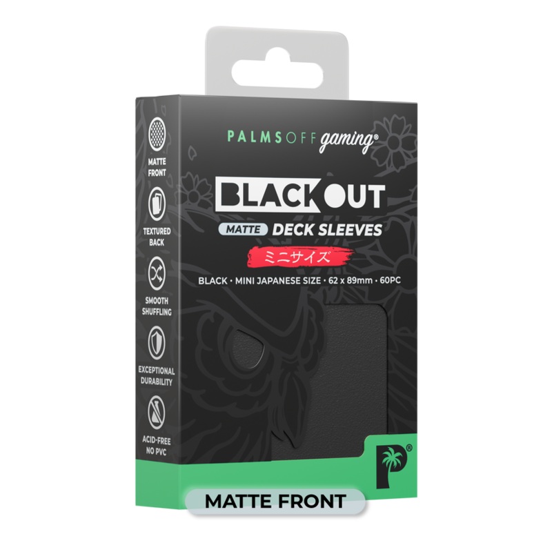 Palms Off BODS-JPN-BLK-M Blackout Deck Sleeves (60) Black Matte Japanese Size