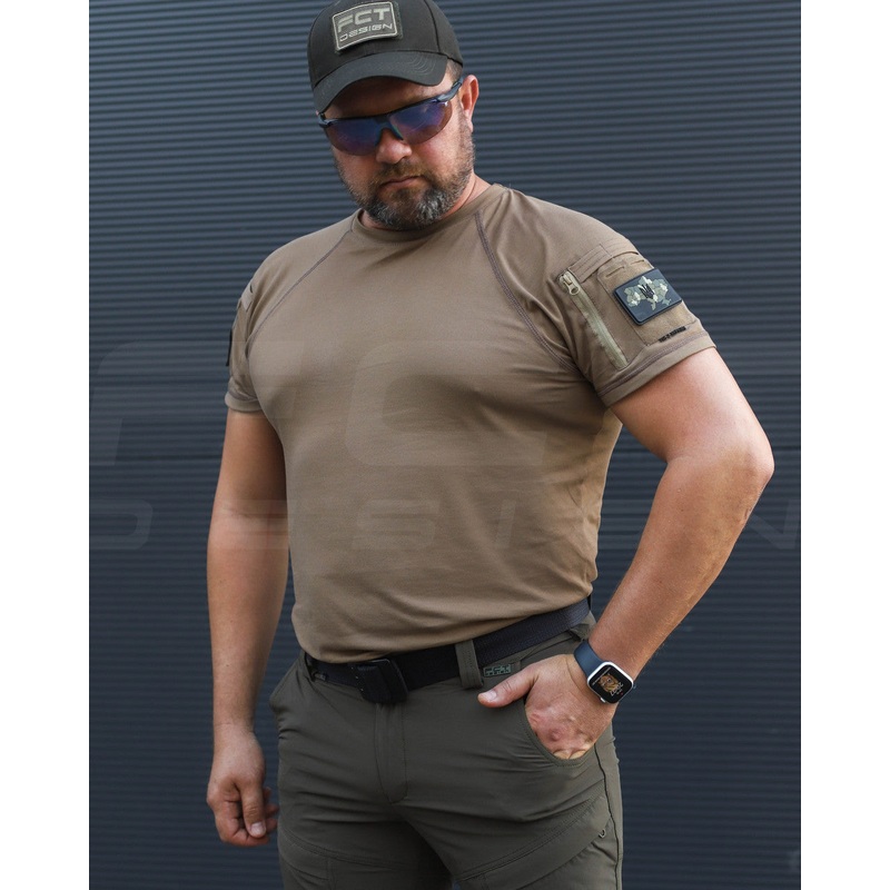 Rugged Performance T-Shirt ARNO Fabric with Pocket in Khaki