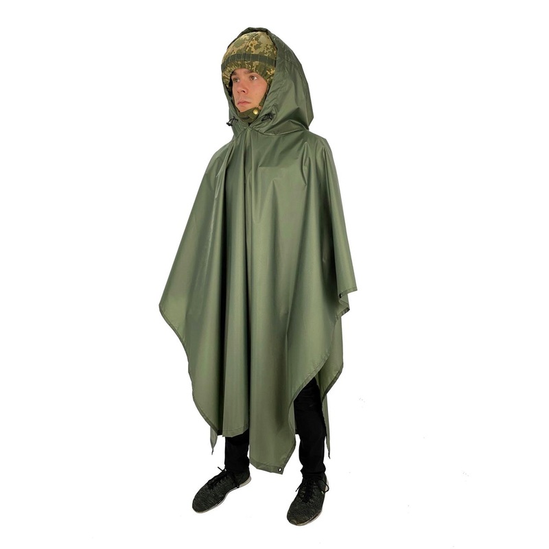 Rugged Poncho for Professional Use in Olive Green (XXXL)