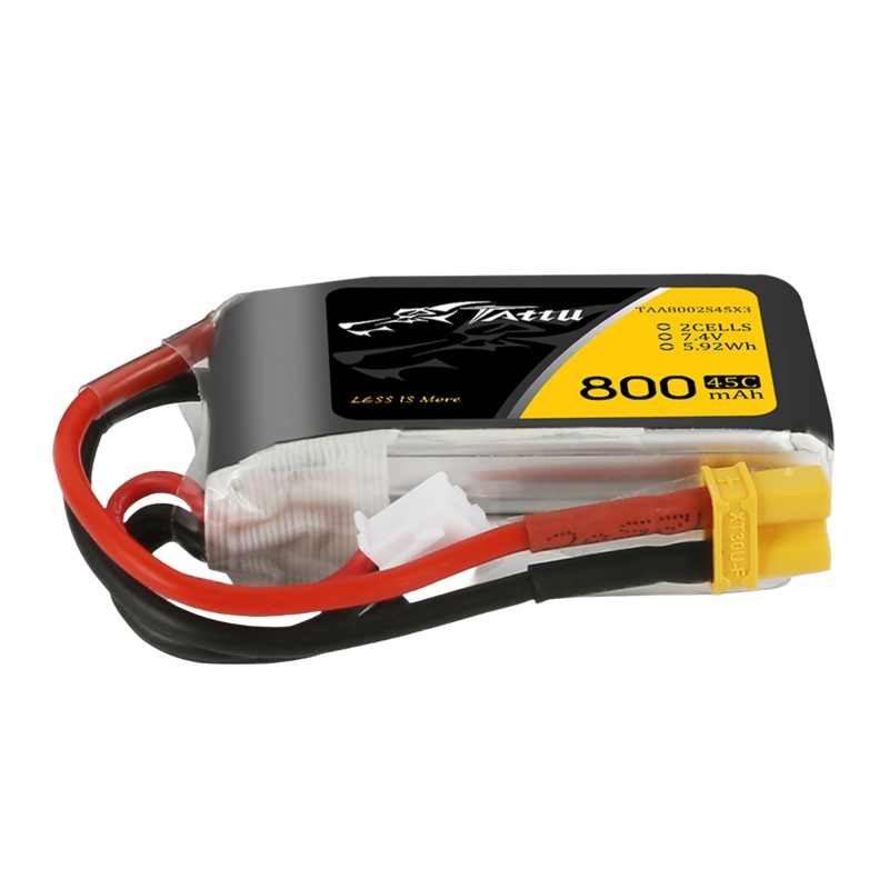 Tattu 800mAh 7.4V 45C 2S1P Lipo Battery Pack With XT30 Plug