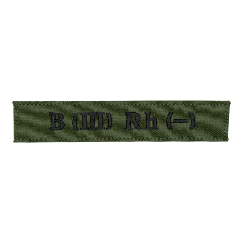 Blood Type Patch B (III) Rh (-) - Durable Olive Green Utility
