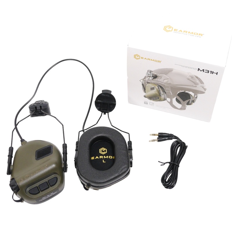 EARMOR M31H Rugged Headphones with Olive Mount