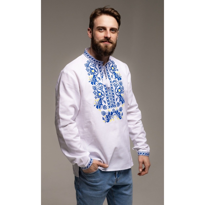 Men's Embroidered Shirt with Bright Pattern