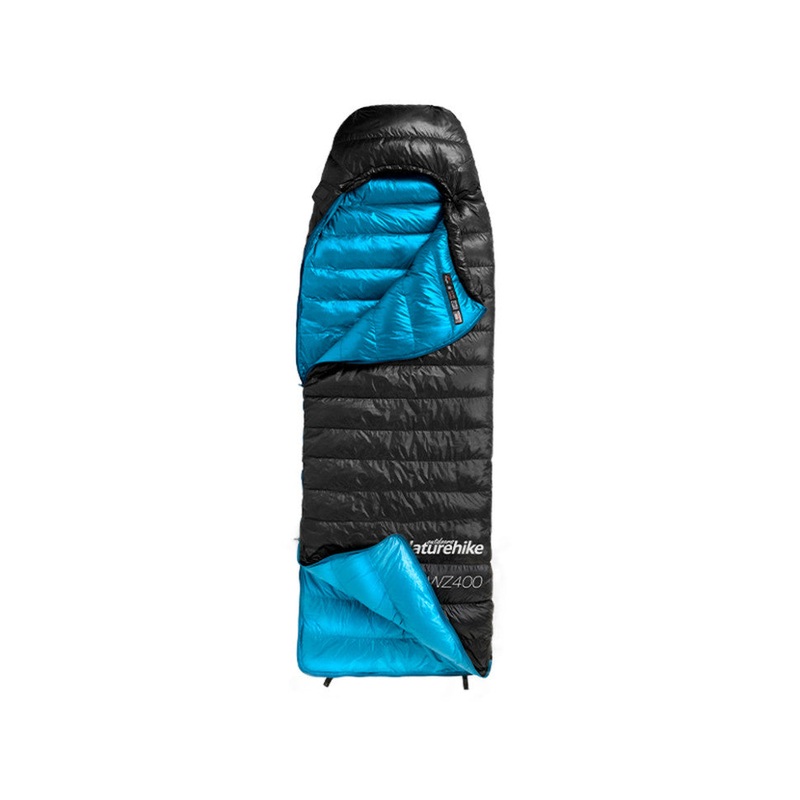 Naturehike CW400 Down Sleeping Bag, Size M, Black and Blue