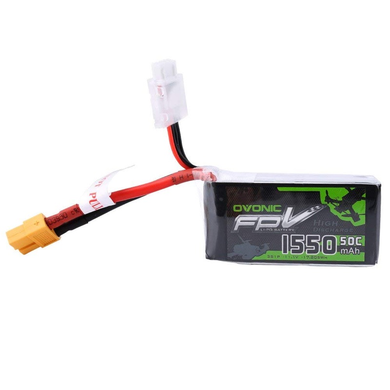 OVONIC 3S LiPo Battery Pack 1550mAh 50C 11.1V with XT60 Plug for FPV Racing Drone Mini PFV drone